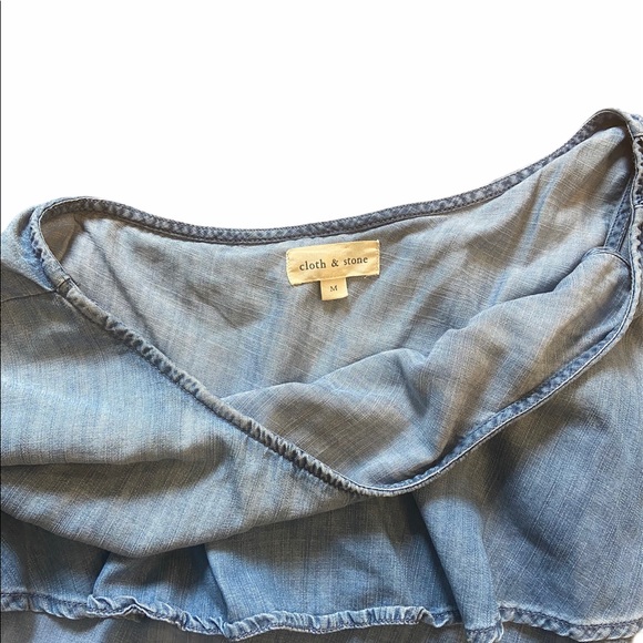 Cloth & Stone One Shoulder Shirred denim Top SzM - Picture 4 of 4